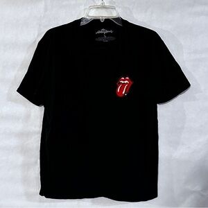 the Rolling Stones Red Lips Tongue Patch Black T-Shirt